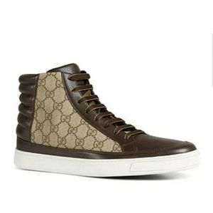 NWT GUCCI Men's "GG Supreme" Hightop Sneakers